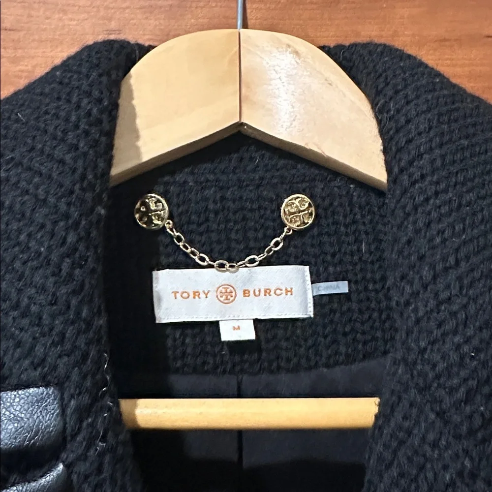 Tory Burch Black Knit Blazer jacket Sz M - Picture 2 of 8